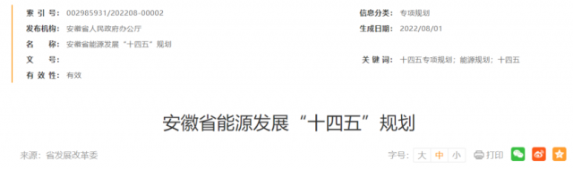 安徽：十四五新增風(fēng)電388萬千瓦、光伏1430萬千瓦